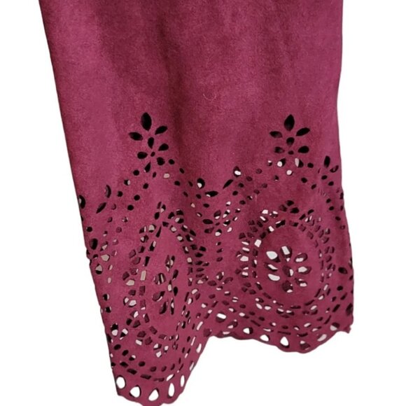 Mint Faux Suede Low Cross Back Long Bell Sleeve Dress Large - Picture 4 of 6